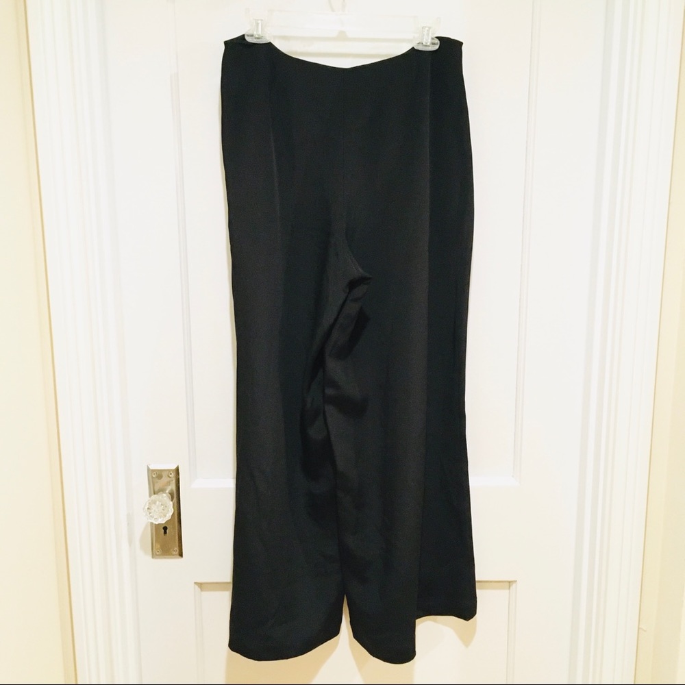 Ines Raspoort Black Silk Wide Leg Pants 42 Large